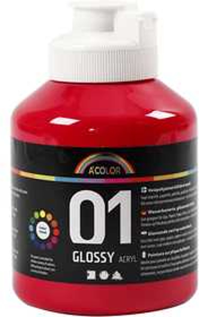 A-Color acrylverf, primair rood, 01 - glossy, 500ml [HOB-32010]